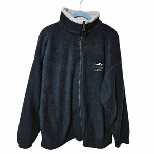 Vintage Tipsy ALASKA Green Fleece Sweater Mens Large USA Made Pullover Full Zip